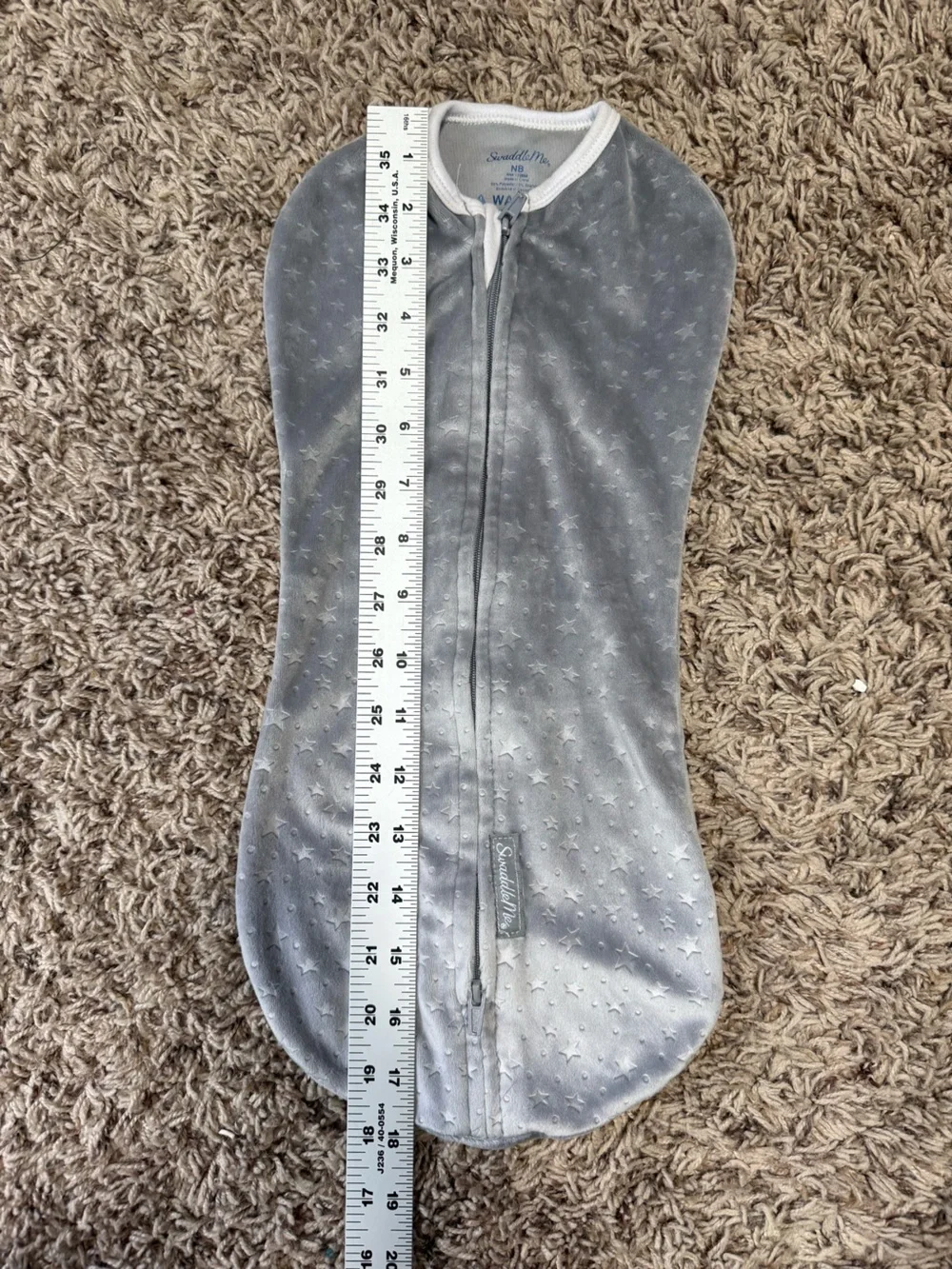 SwaddleMe Gray Star Print Zip Front Swaddle Sack